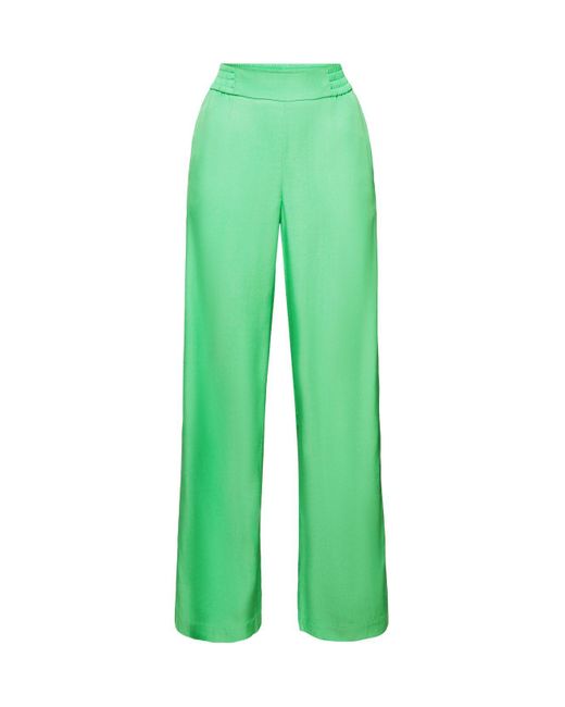 Pantalon large à enfiler en twill Esprit en coloris Green