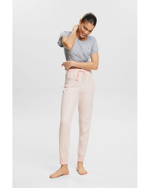 Esprit Jersey Pyjamabroek Met Print in het Pink