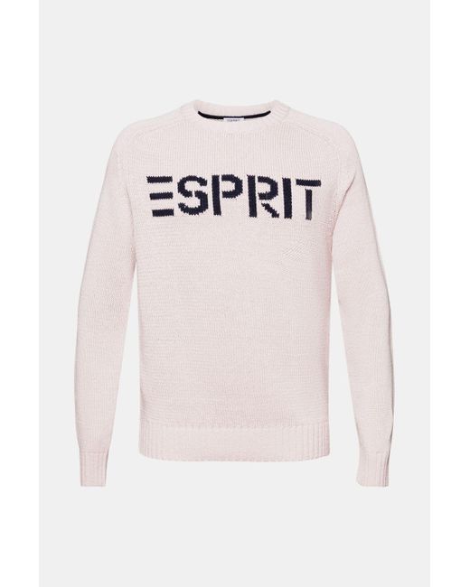 Esprit Grofgebreide Trui Met Logo in het Pink voor heren