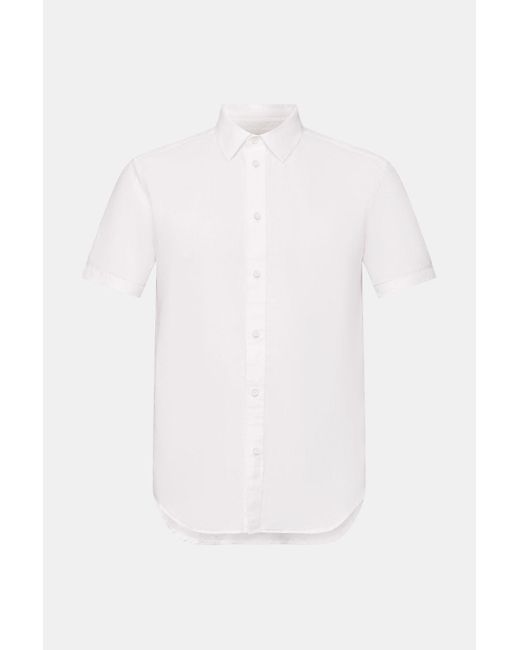 Esprit Overhemd Met Korte Mouwen Van Katoen En Linnen in het White voor heren