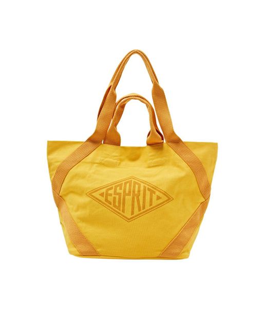 Esprit Tote Bag Van Katoenen Canvas Met Logo in het Yellow