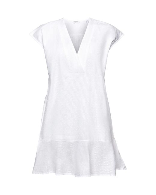 Mini-robe sans manches à basque Esprit en coloris White
