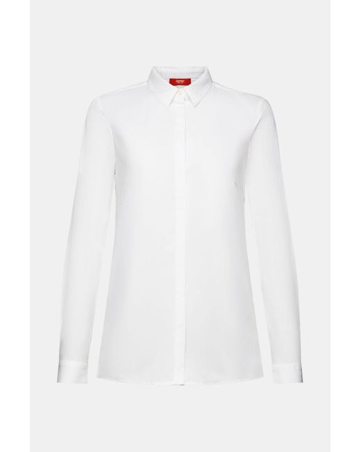 Esprit Shirt Met Lange Mouwen Van Popeline in het White