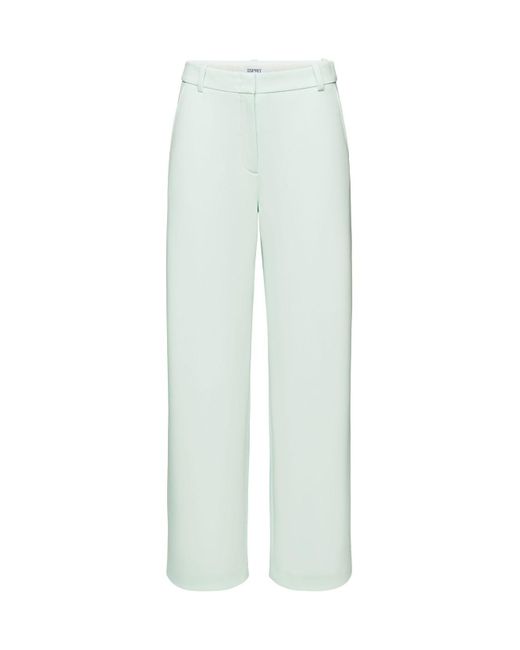 Pantalon large en twill point de Rome Esprit en coloris White