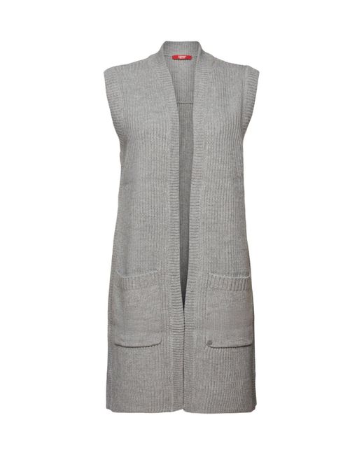 Esprit Gerecycled: Lang Mouwloos Vest in het Gray