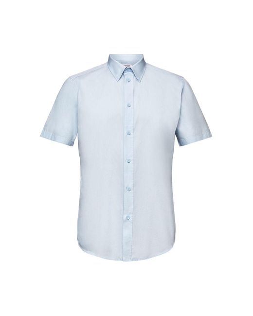 Esprit Shirt Van Katoen-popeline Met Korte Mouwen in het Blue voor heren