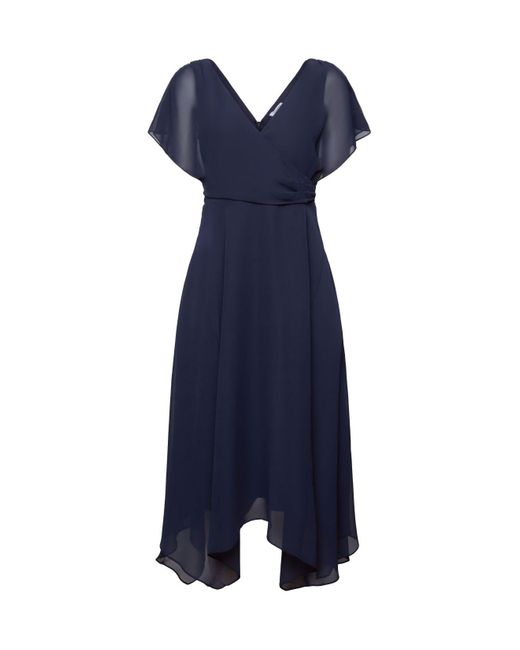 Esprit Chiffon Maxi-jurk Met V-hals in het Blue