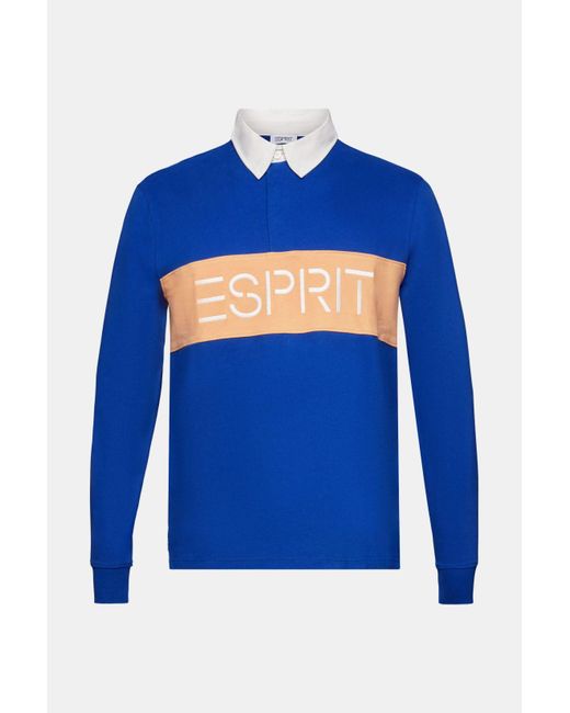 Esprit Jersey Rugbyshirt Met Logo in het Blue voor heren