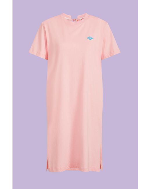 Esprit Pink Kleid aus Baumwolljersey mit Stickerei