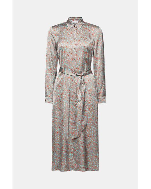 Esprit Satijnen Midi-jurk Met Print in het Gray