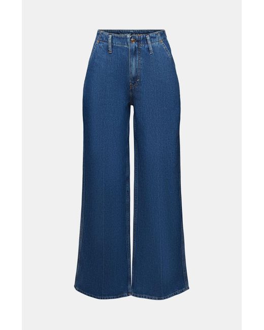 Esprit Retro Jeans Met Hoge Taille En Wijde Pijpen in het Blue
