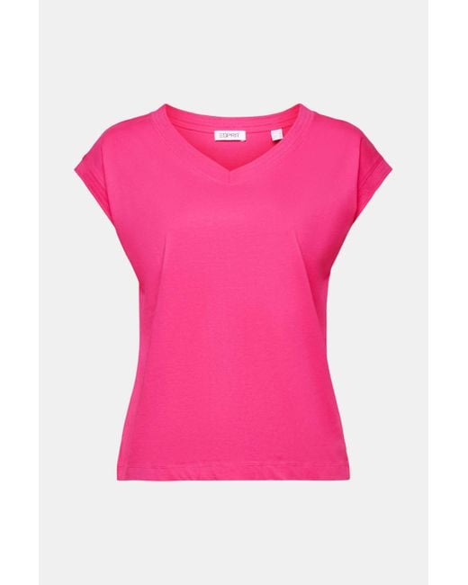 Esprit T-shirt Met V-hals in het Pink