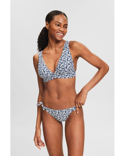 Esprit Gewatteerde Bikinitop Met Print in het Blue