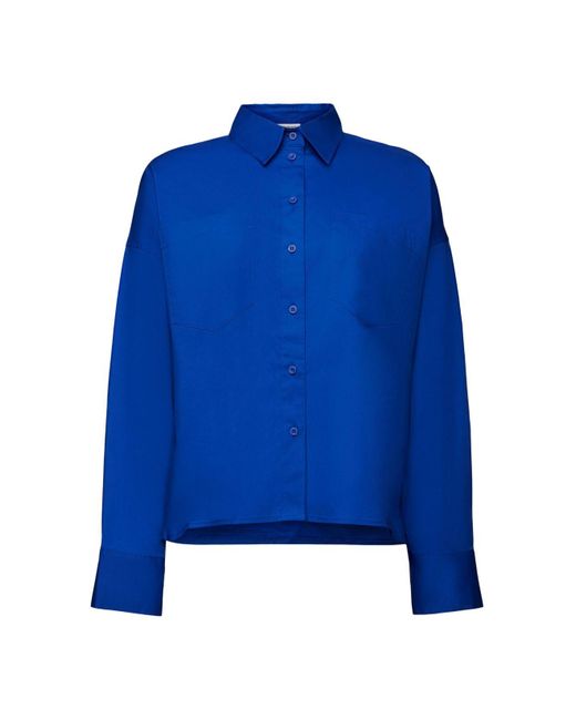 Esprit Overhemd Van Katoen-popeline Met Knoopsluiting in het Blue