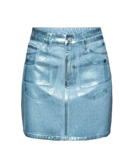 Mini-jupe en jean d'aspect métallique Esprit en coloris Blue