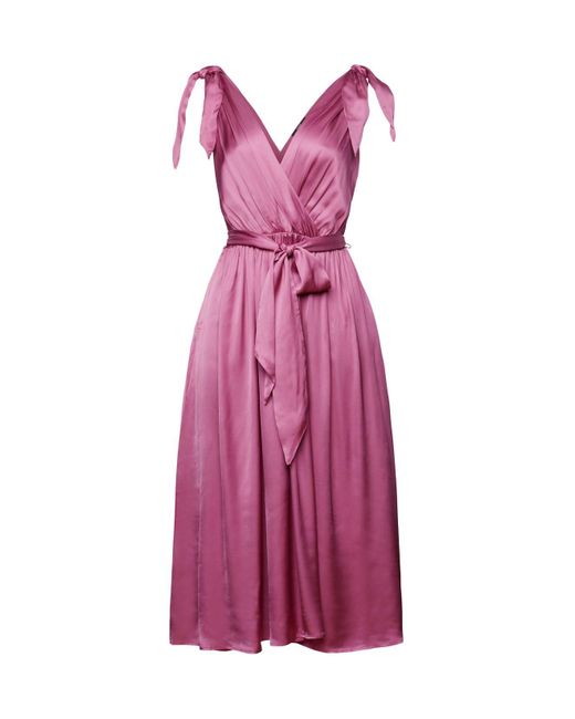 Esprit Satijnen Midi-jurk Met Strikkoord Bij De Schouders in het Purple