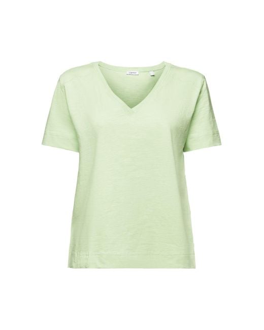 Esprit Jersey T-shirt Met V-hals in het Green