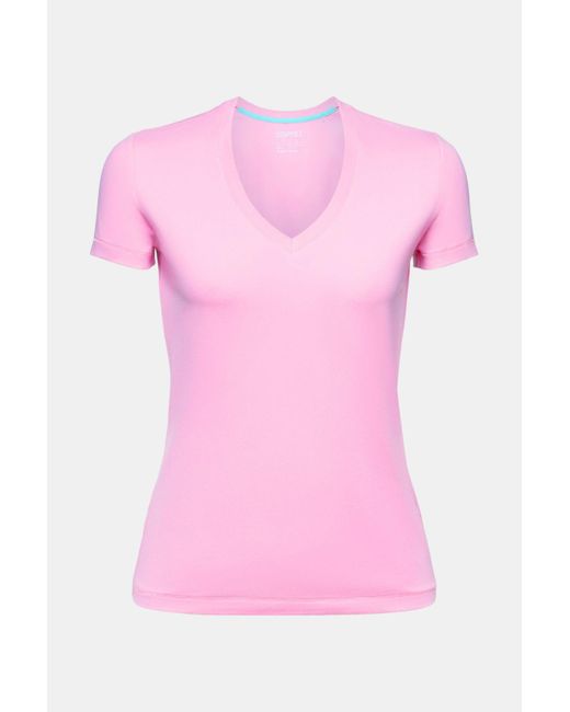 Esprit Jersey T-shirt Met V-hals in het Pink
