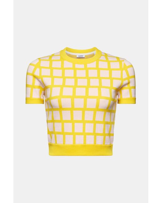 Esprit Cropped Jacquard Sweater T-shirt in het Yellow