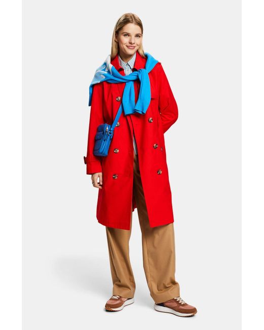 Trench-coat à boutonnage croisé et ceinture Esprit en coloris Red