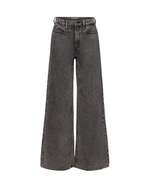 Esprit Retro Jeans Met Hoge Taille En Wijde Pijpen in het Gray