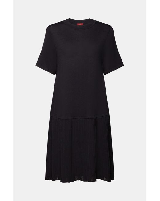 Esprit Black Minikleid Plissiertes Kleid mit tiefer Taille