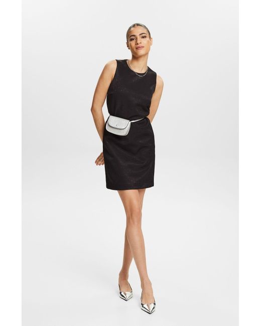 Esprit Mouwloze Jacquard Shift-jurk in het Black