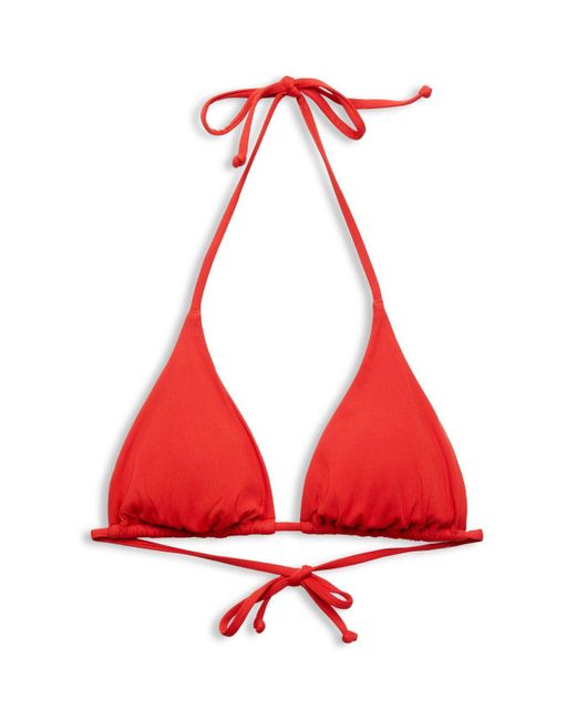 Esprit Gewatteerde Triangle Bikinitop in het Red