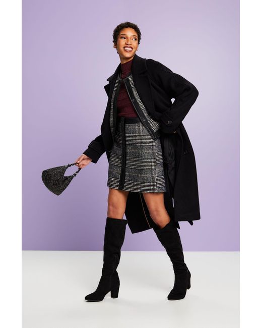Mini-jupe à carreaux en maille bouclette Esprit en coloris Gray