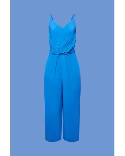 Esprit Blue Overall Kurzer Jumpsuit mit V-Ausschnitt