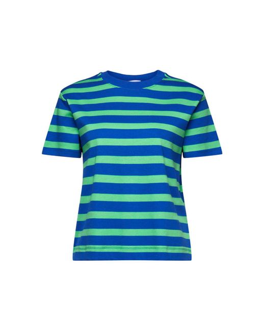 Esprit Gestreept T-shirt Met Ronde Hals in het Blue