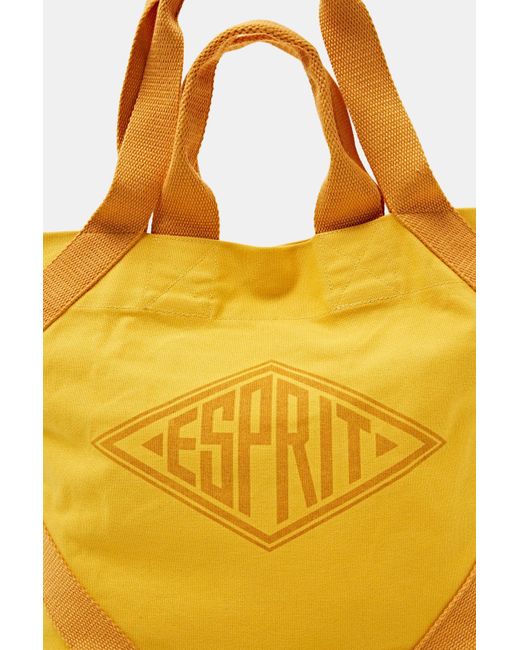 Esprit Tote Bag Van Katoenen Canvas Met Logo in het Yellow