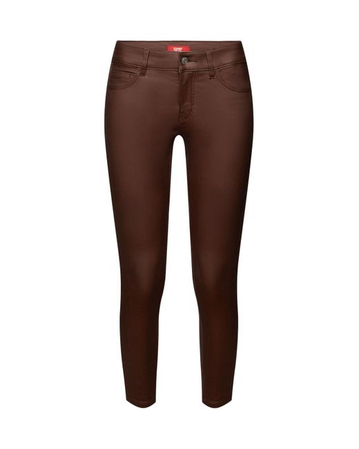Pantalon enduit coupe Skinny Fit taille mi-haute Esprit en coloris Brown