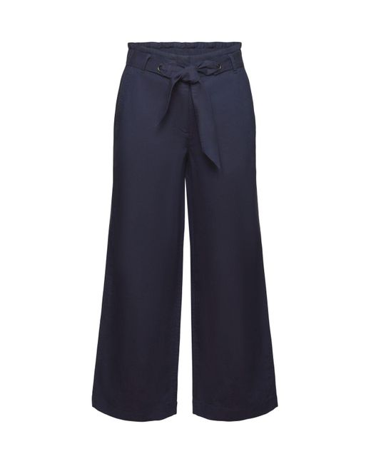 Jupe-culotte cropped en coton et lin Esprit en coloris Blue