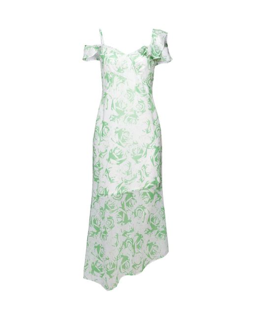 Esprit Off-the-shoulder Chiffon Maxi-jurk Met Print in het Green