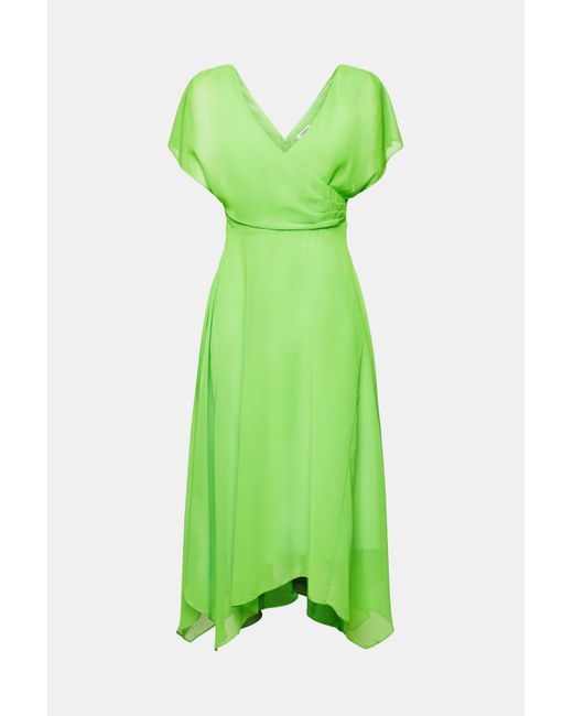 Esprit Chiffon Maxi-jurk Met V-hals in het Green