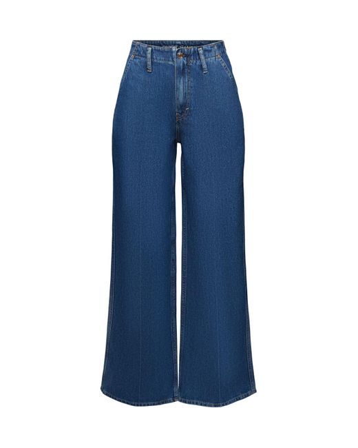 Esprit Retro Jeans Met Hoge Taille En Wijde Pijpen in het Blue