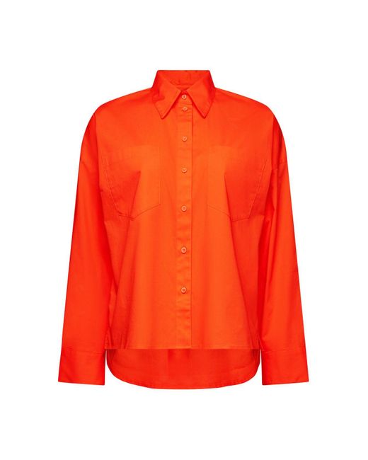 Chemise boutonnée en popeline de coton Esprit en coloris Orange