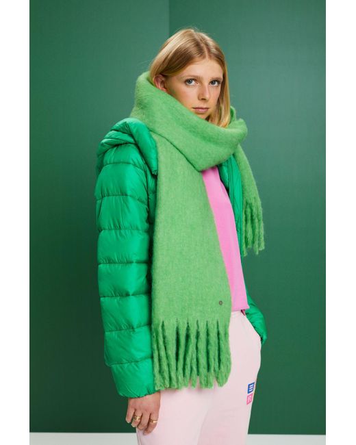 Esprit Gebreide Sjaal Met Franjes in het Green