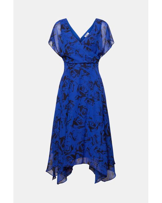 Esprit Chiffon Maxi-jurk Met V-hals En Print in het Blue