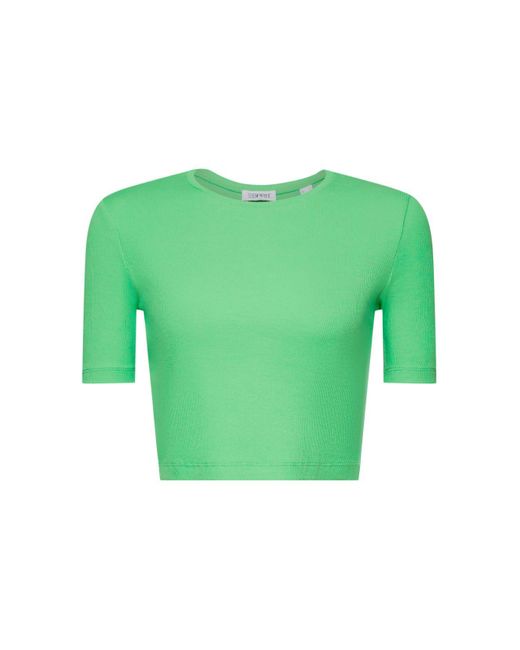 Esprit Cropped T-shirt Van Geribd Katoen in het Green