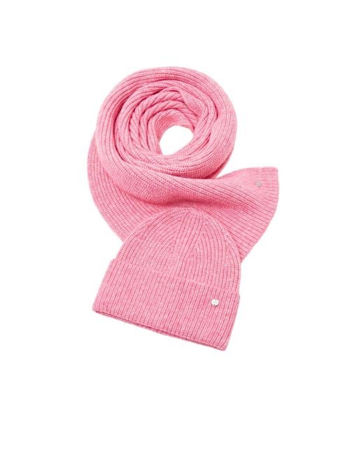 Esprit Set Bestaand Uit Beanie Van Ribbreisel En Sjaal in het Pink