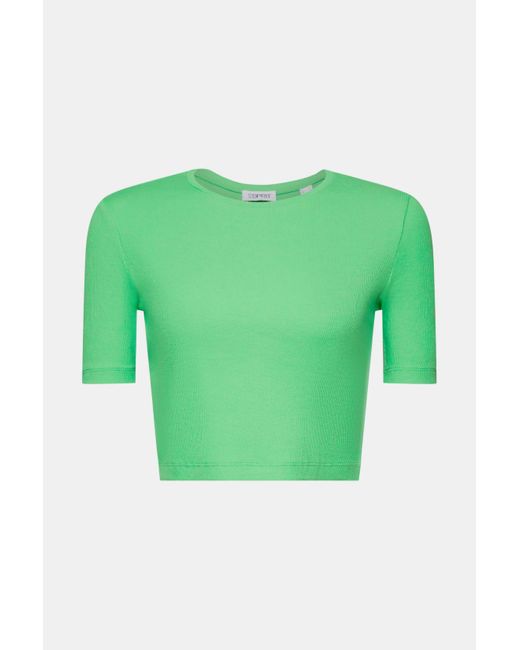 Esprit Cropped T-shirt Van Geribd Katoen in het Green