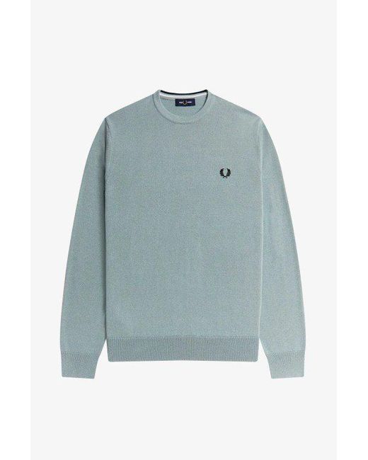 Fred Perry K9601 Classic Crew Neck Jumper Silver Blue for Men | Lyst