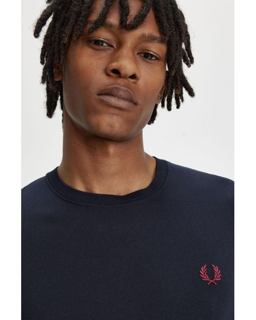 Fred Perry Blue M1600 Crew Neck T-Shirt for men