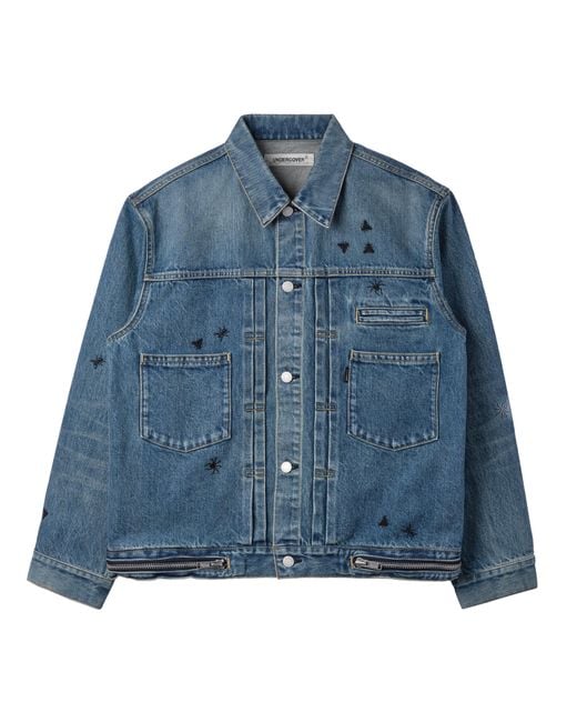 Undercover Blue Embroidered Denim Jacket for men