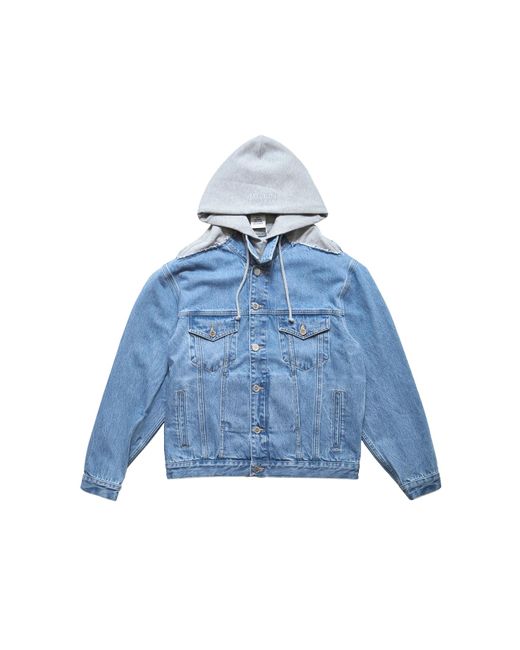 Vetements Men's Blue Deconstructed Hooded Denim Jacket Mid