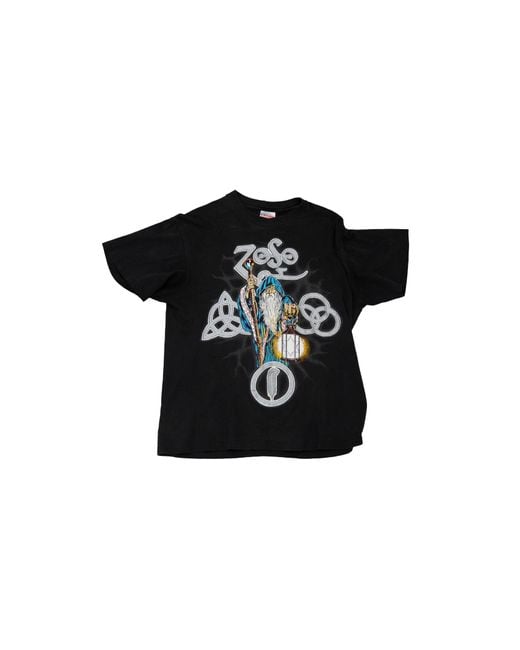 Essx Vintage Men's Black Led Zeppelin Zoso 80's T-Shirt
