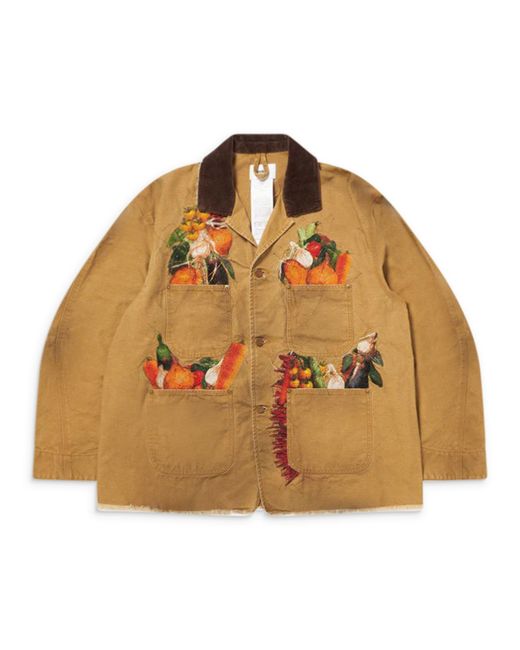 Doublet Brown Vegetable Embroidery Work Jacket for men