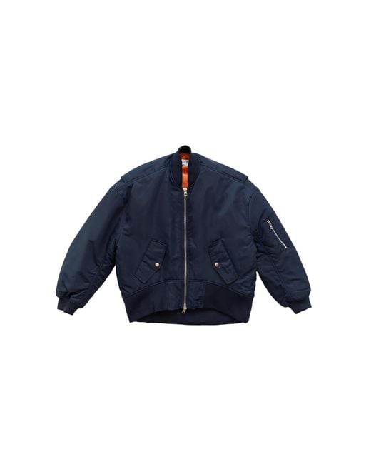 J.W. Anderson Blue Oversized Curved Hem Bomber Jacket for men